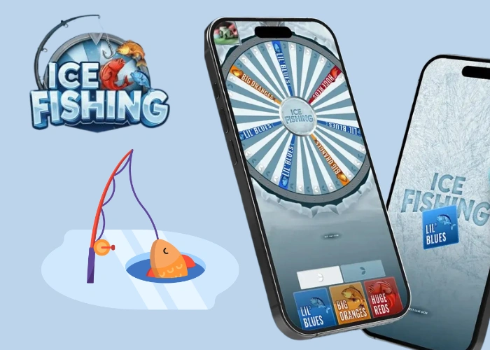 Ice Fishing by Evolution Gaming running on three mobile phones